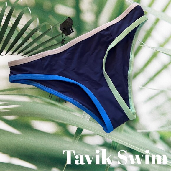 Tavik Jayden colorblock bikini bottom full coverage blue contrast size xs New - Picture 1 of 5